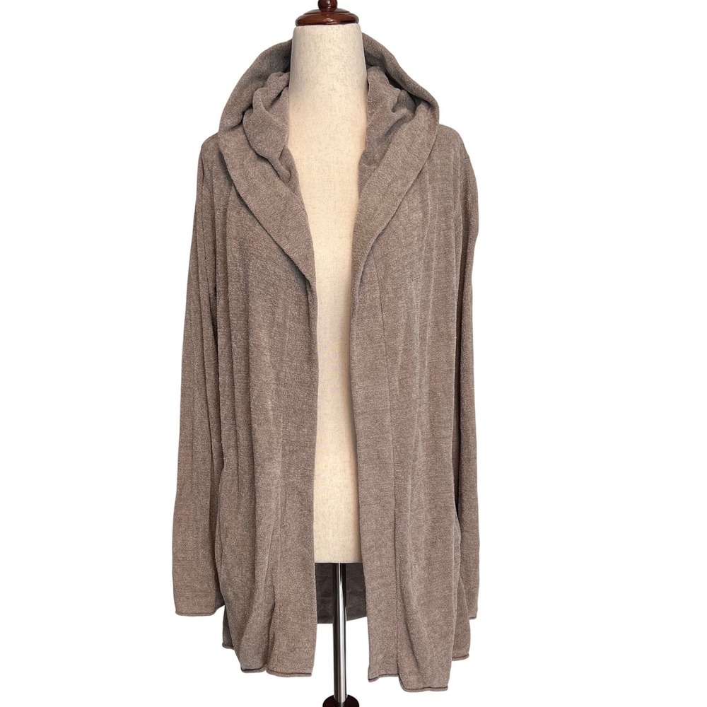 Barefoot Dreams Women's M Cardigan Brown CozyChic Ultra Lite Hooded Open Front